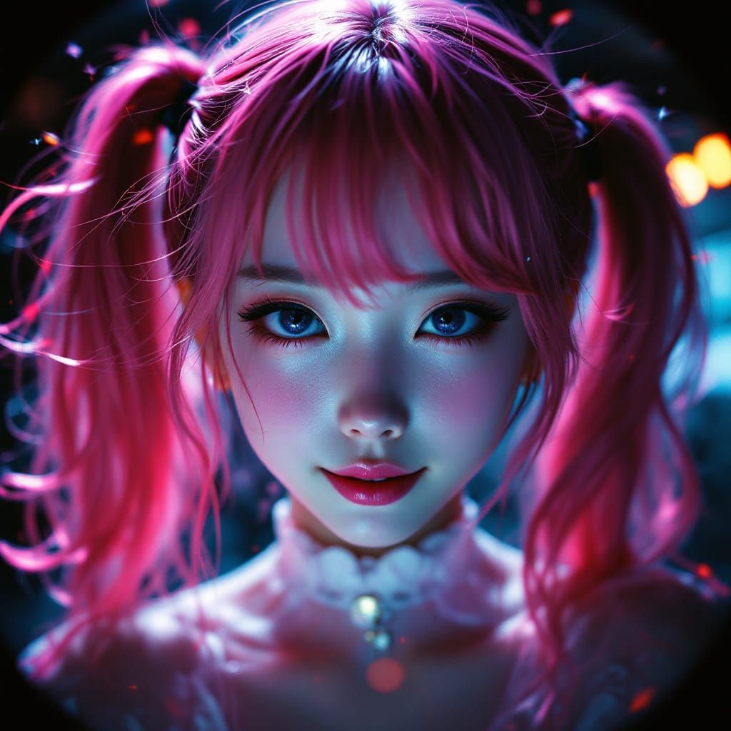 Cinematic Portrait of Yuno Gasai with Unsettling Eyes