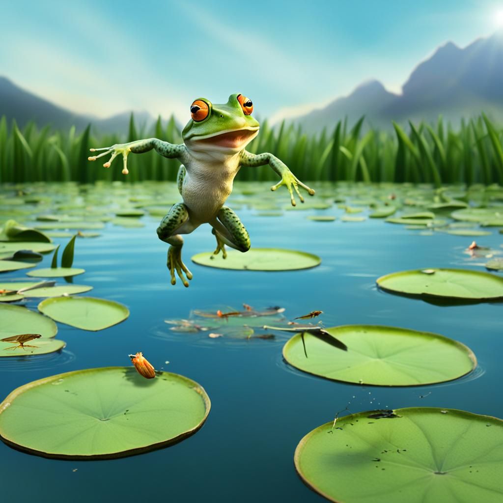 Frog Leaping for Fly in Pond, Leap Year Celebration