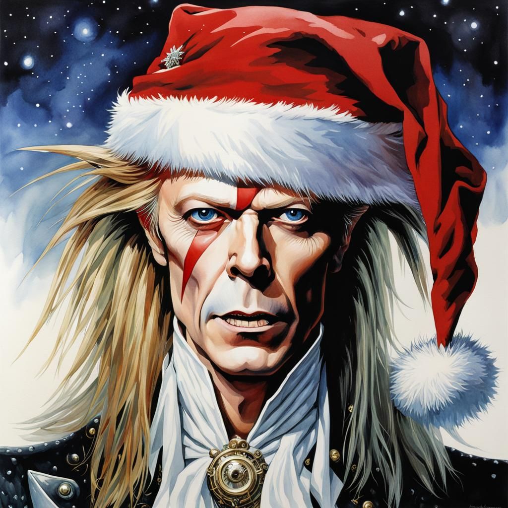 Jareth the Goblin King as Santa: Steampunk Watercolor