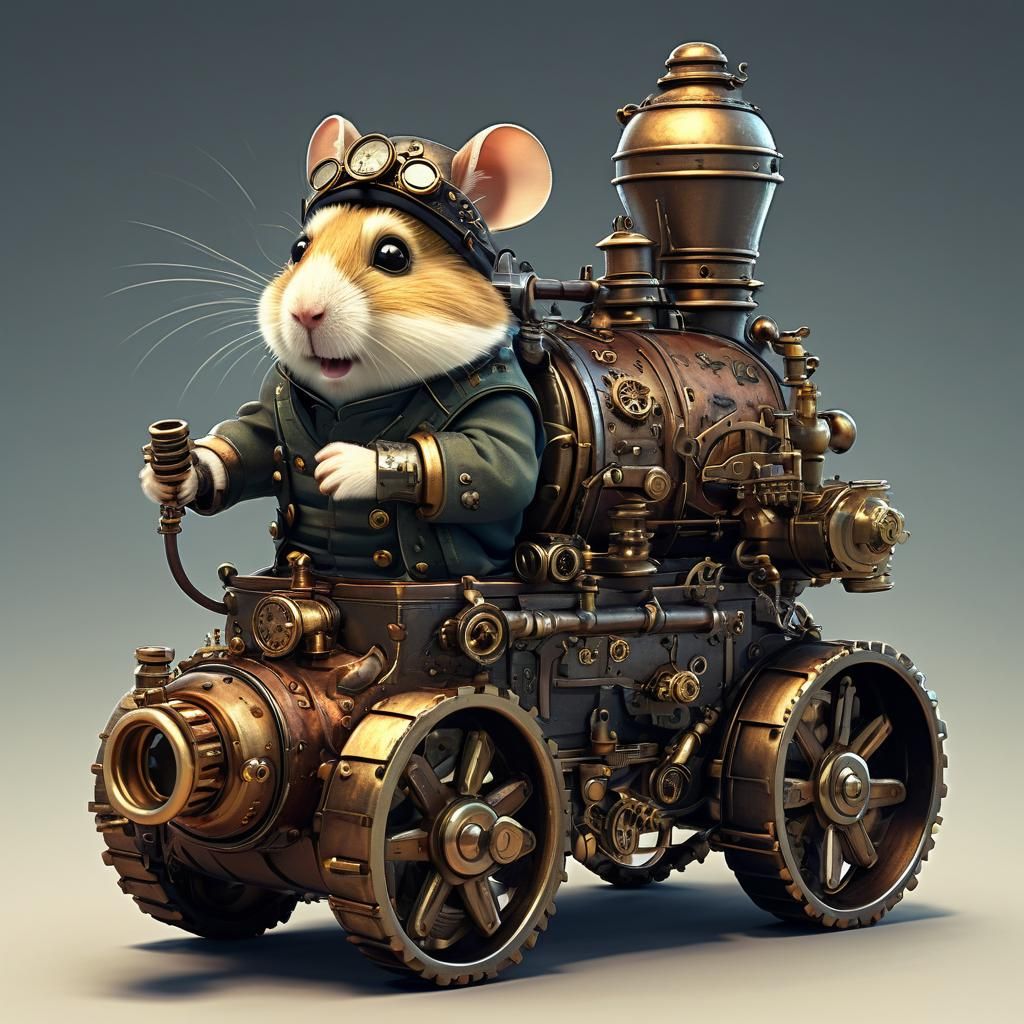 military hamster, cartoon style