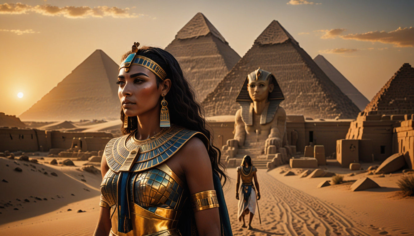 Egyptian Goddess Seeks Wisdom in the Golden Hour of Night