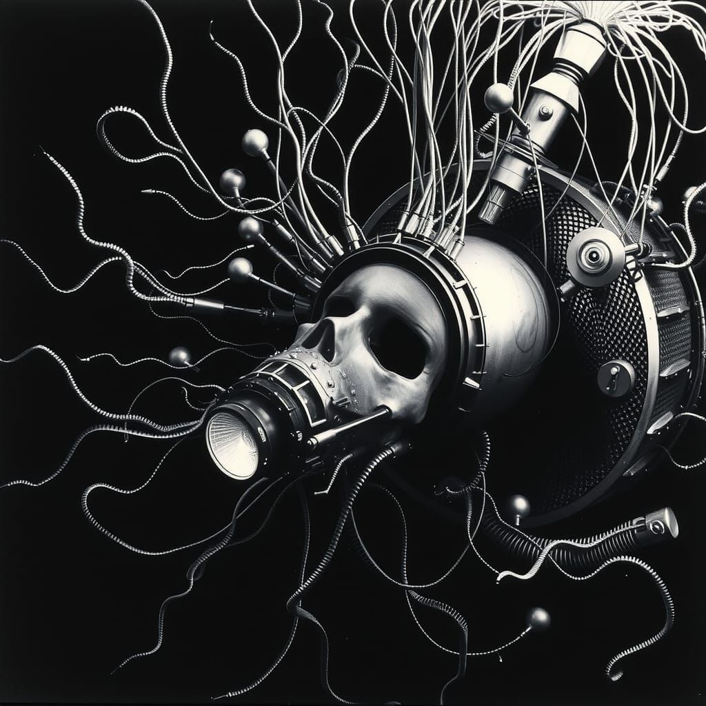 Hallucinatory Alien Machine in Silver Nitrate Style