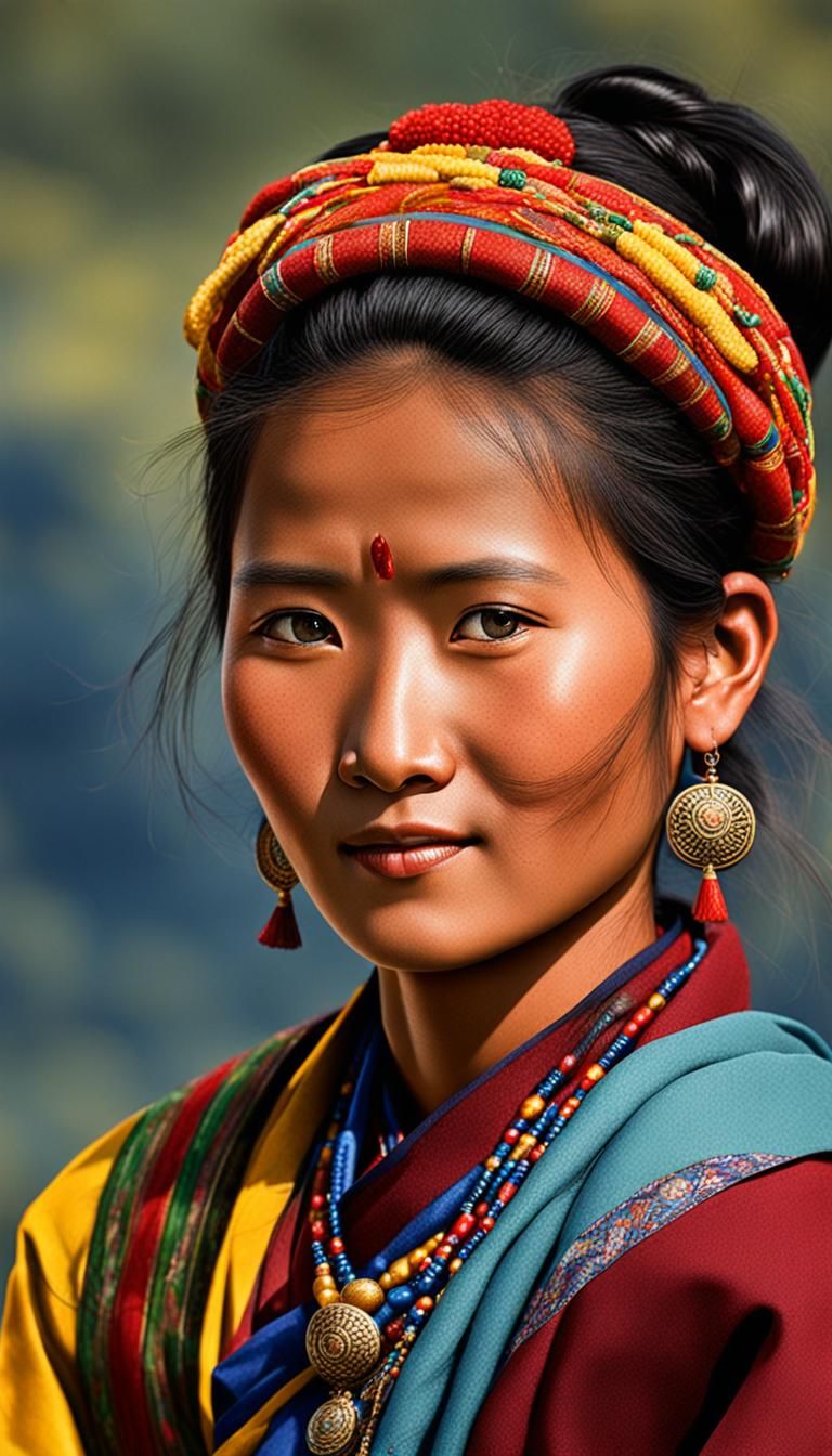 Realistic Portrait of a Bhutanese Woman