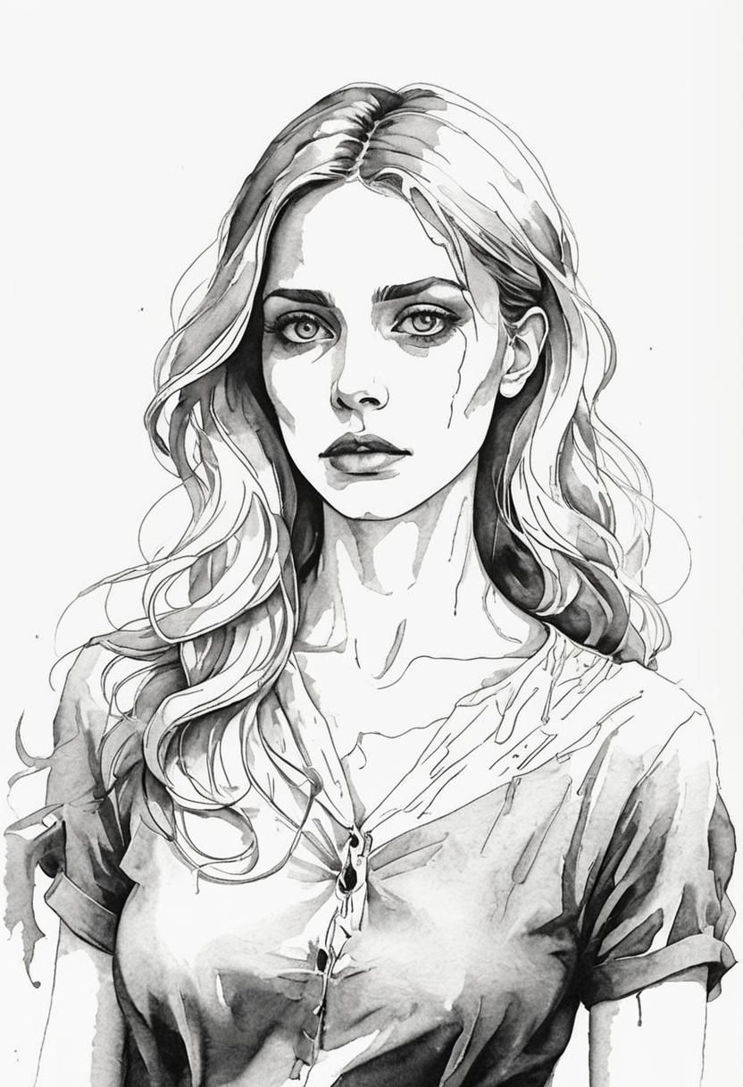 Young Woman Portrait in Blue Period Impasto Style