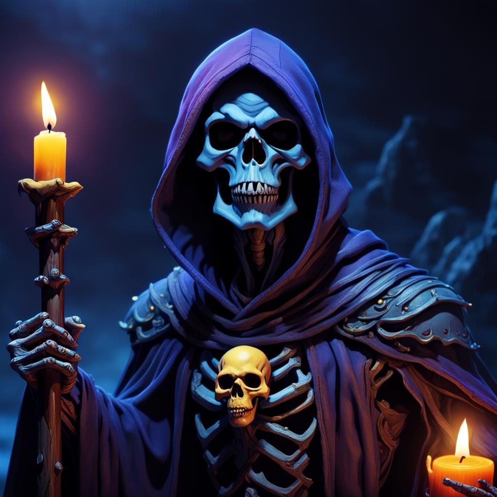 Skeletor with Skull Staff in Cinematic Lighting