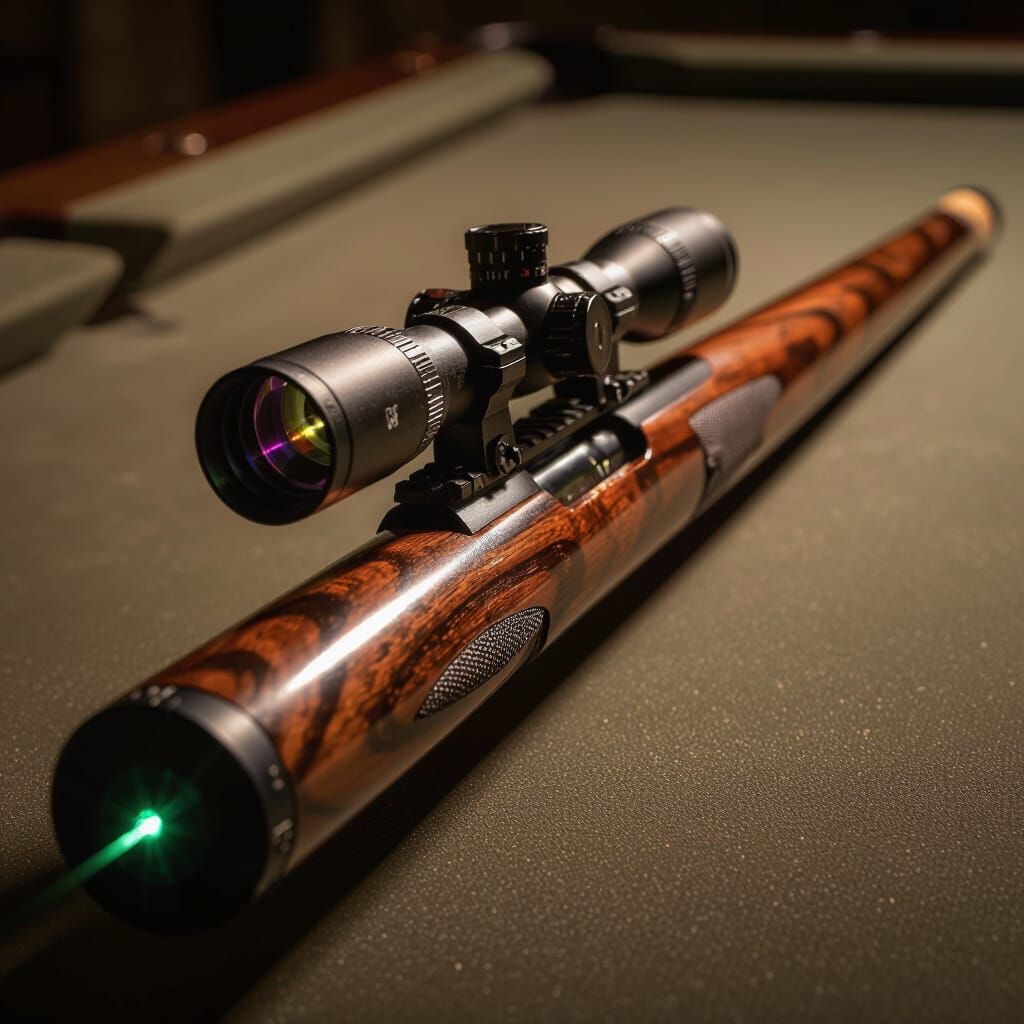 Tactical Pool Cue with Scope and Laser Sight