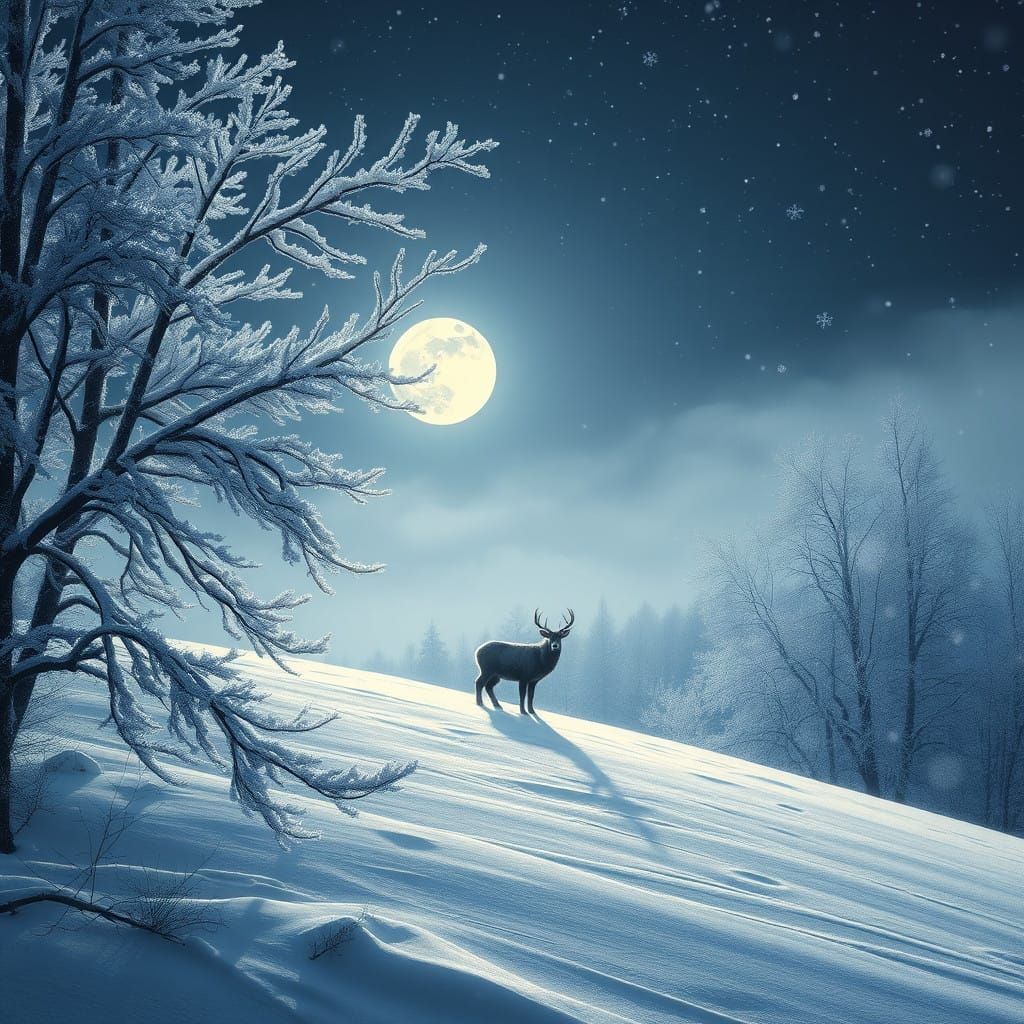 Ethereal Winter Scene in a Dreamy, Surreal Mood