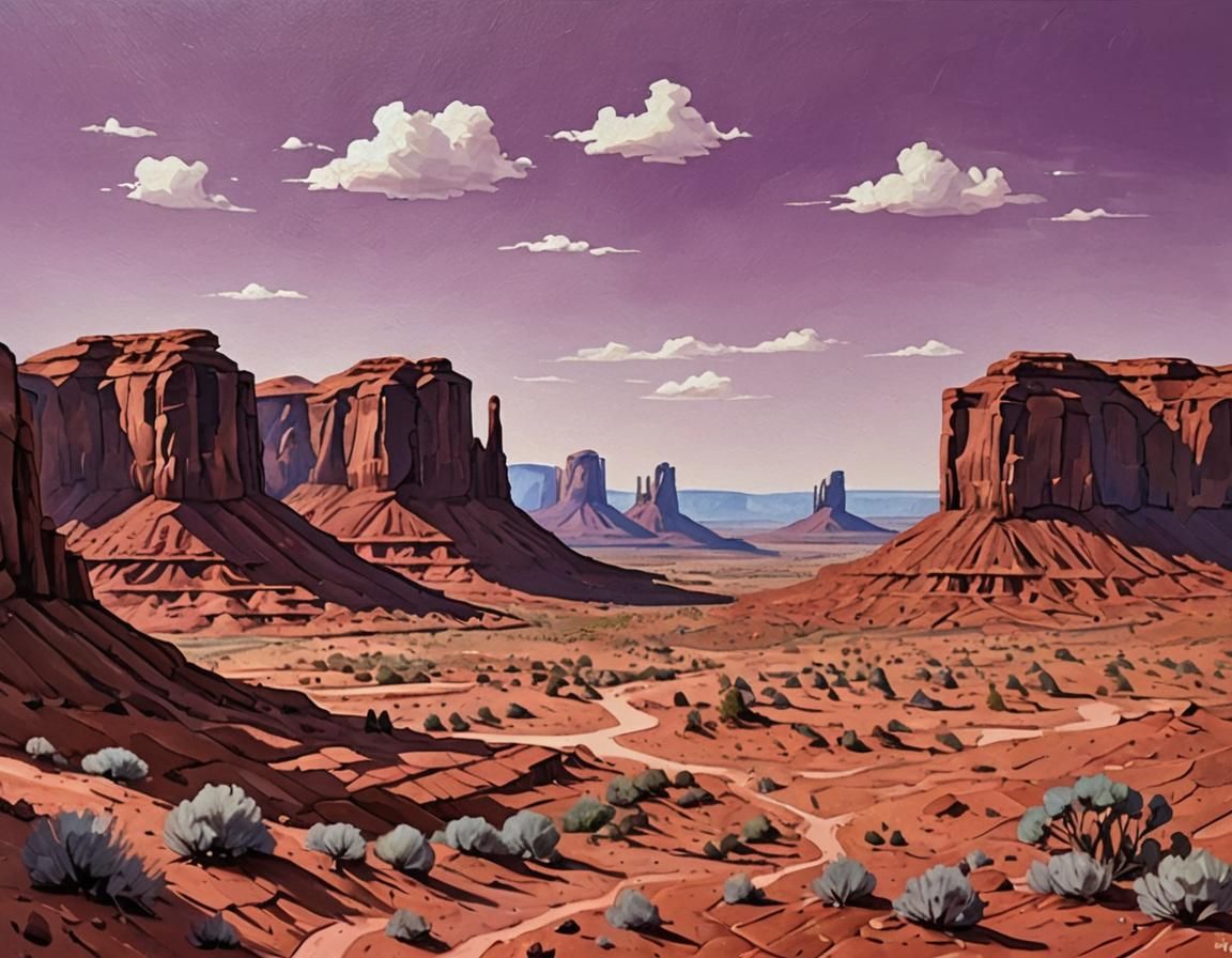 Monochromatic Oil Painting of Monument Valley, Utah