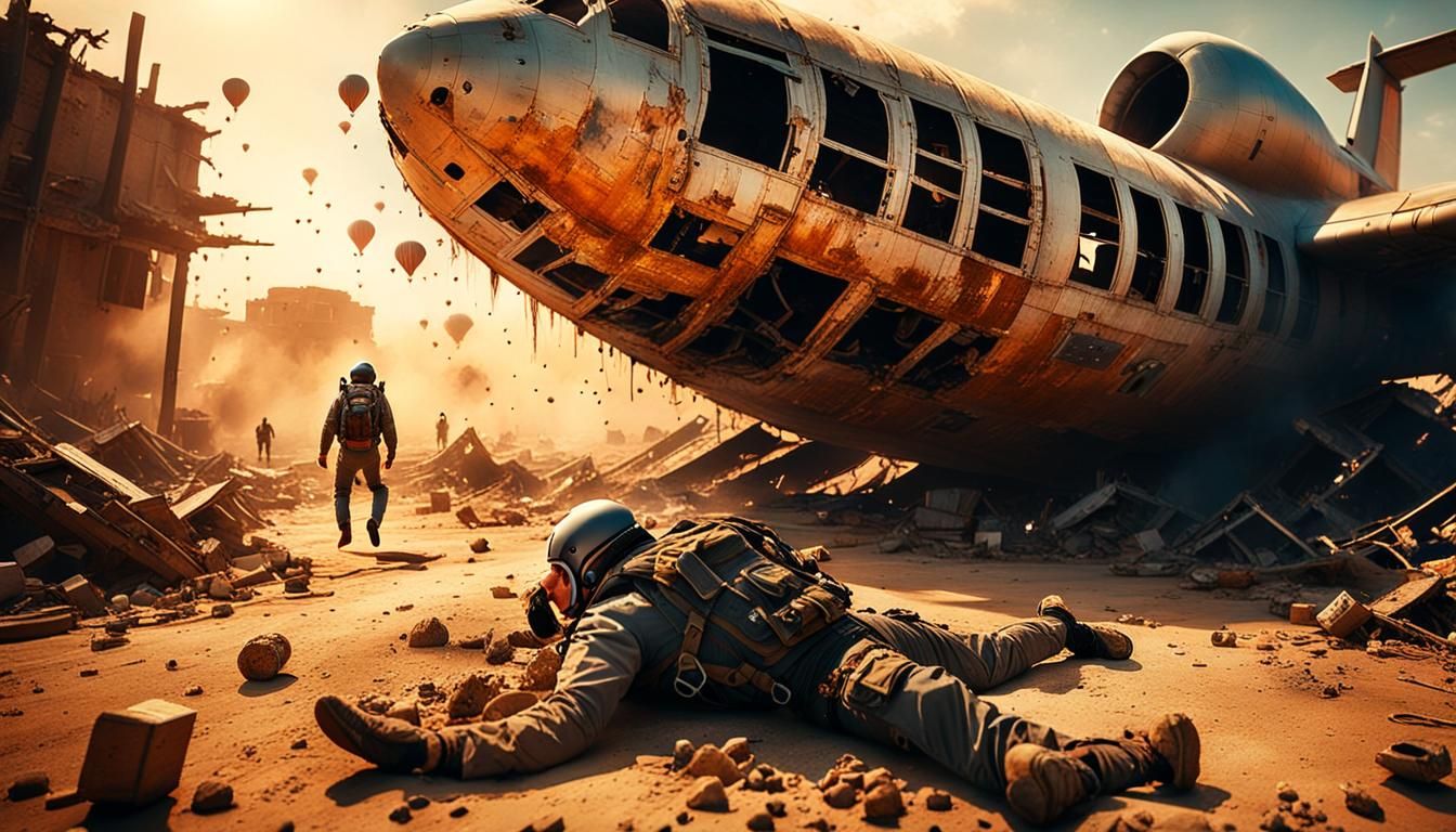 Skydiving in Post-Apocalyptic Desert Wreckage