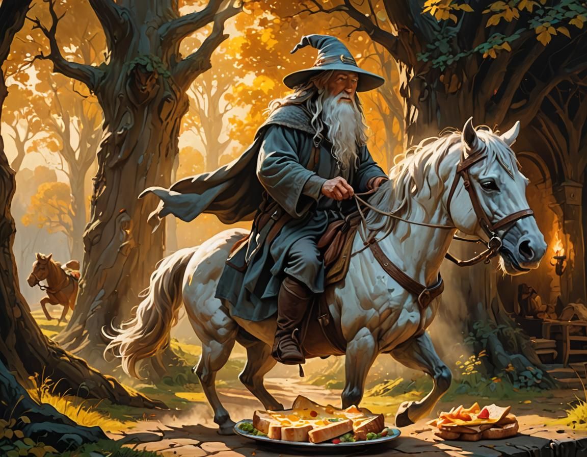 Gandalf's Lunch Break: A Heroic Journey in Oil