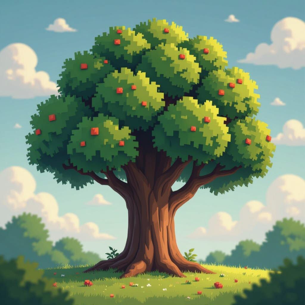 Pixelated Tree in 3D Space