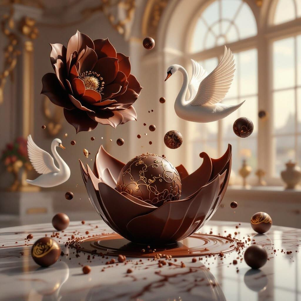 Chocolate Masterpieces in Surreal Dreamscape