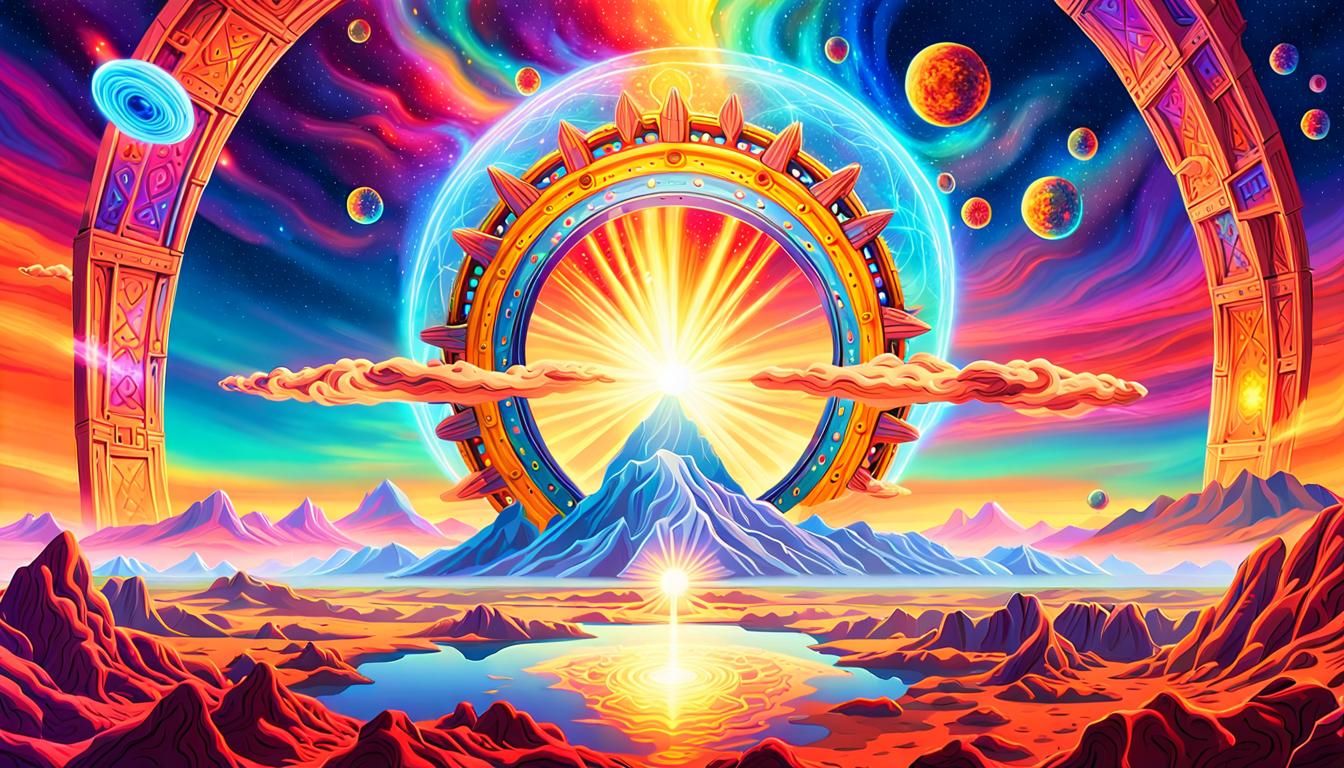 5D Traveler Bursts From Radiant Stargate in Surrealism