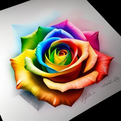 Hyperrealistic Rainbow Rose Tattoo Design