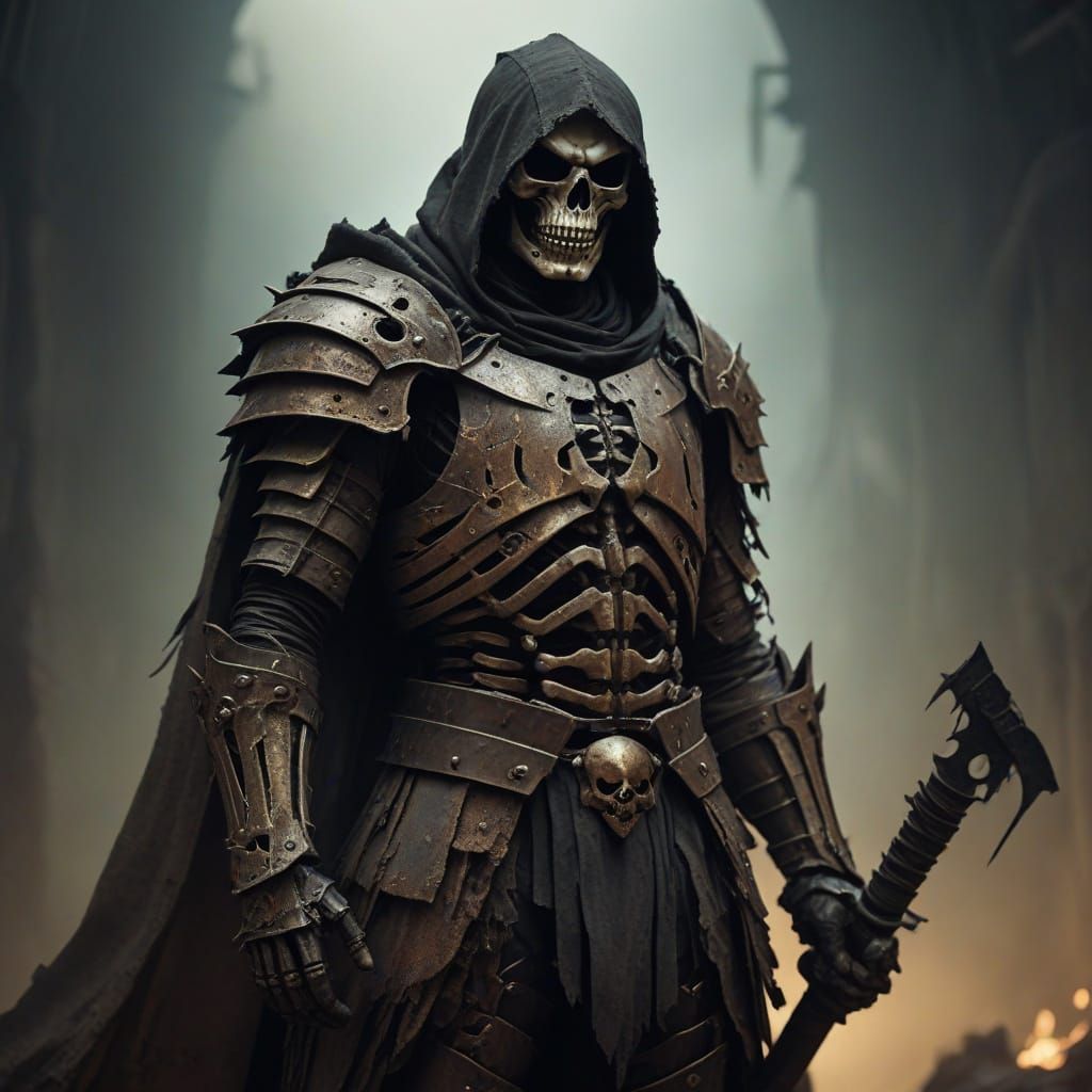 Skeletal Warrior in Rusted Armor: Dark Fantasy Art