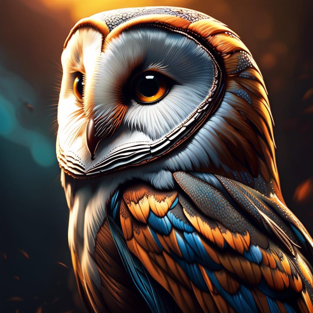 Cinematic Barn Owl in Hyperrealistic Style