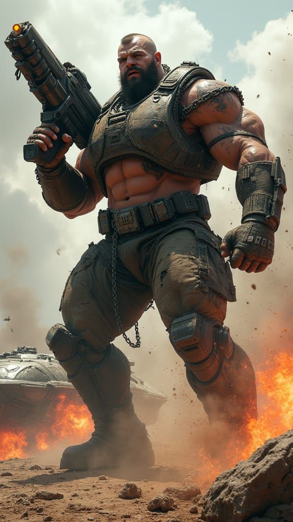 Hyper-Realistic Sci-Fi Titan in Battle Stance