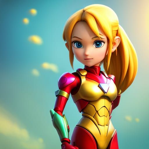Toddler Samus as Pixar-Style 3D Digital Art