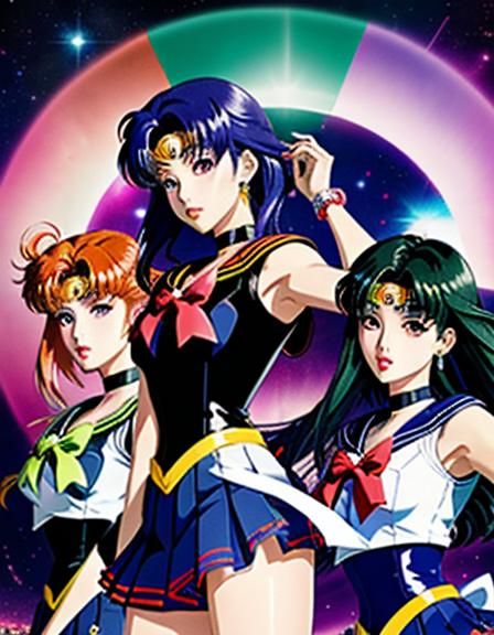 Y2K Sailor Scouts as K-Pop Idols in Anime Art