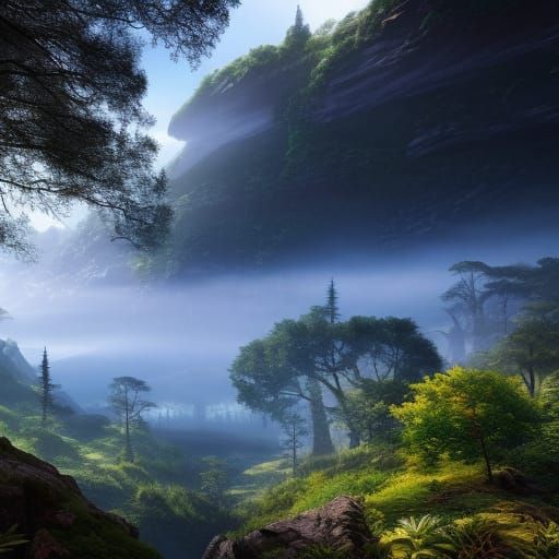 Epic Mountain Landscape with Volumetric Lighting