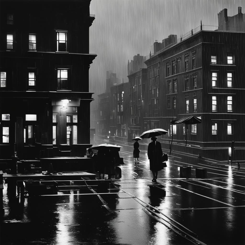 Moody Film Noir Cityscape at Night