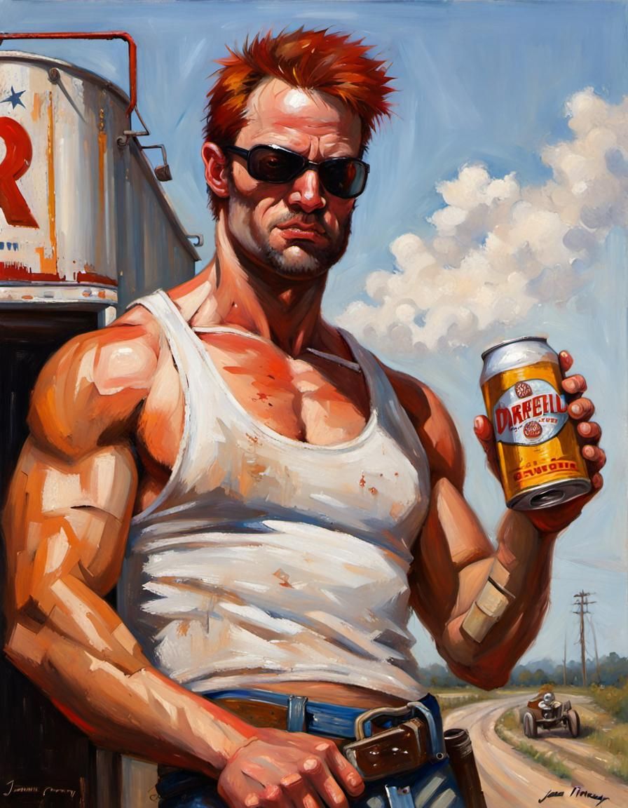 Redneck Daredevil in Oil Painting Style