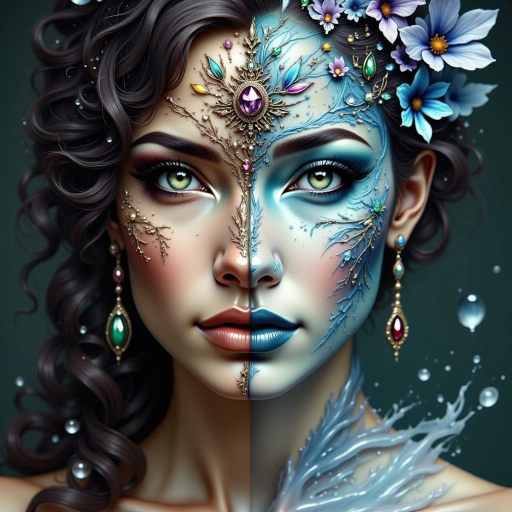 Earth and Water Elements Unite in Female Portrait