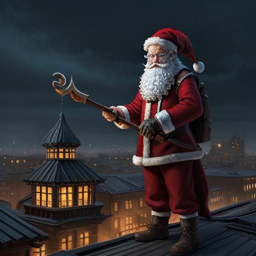 Epic Santa on Rooftop: Digital Matte Painting