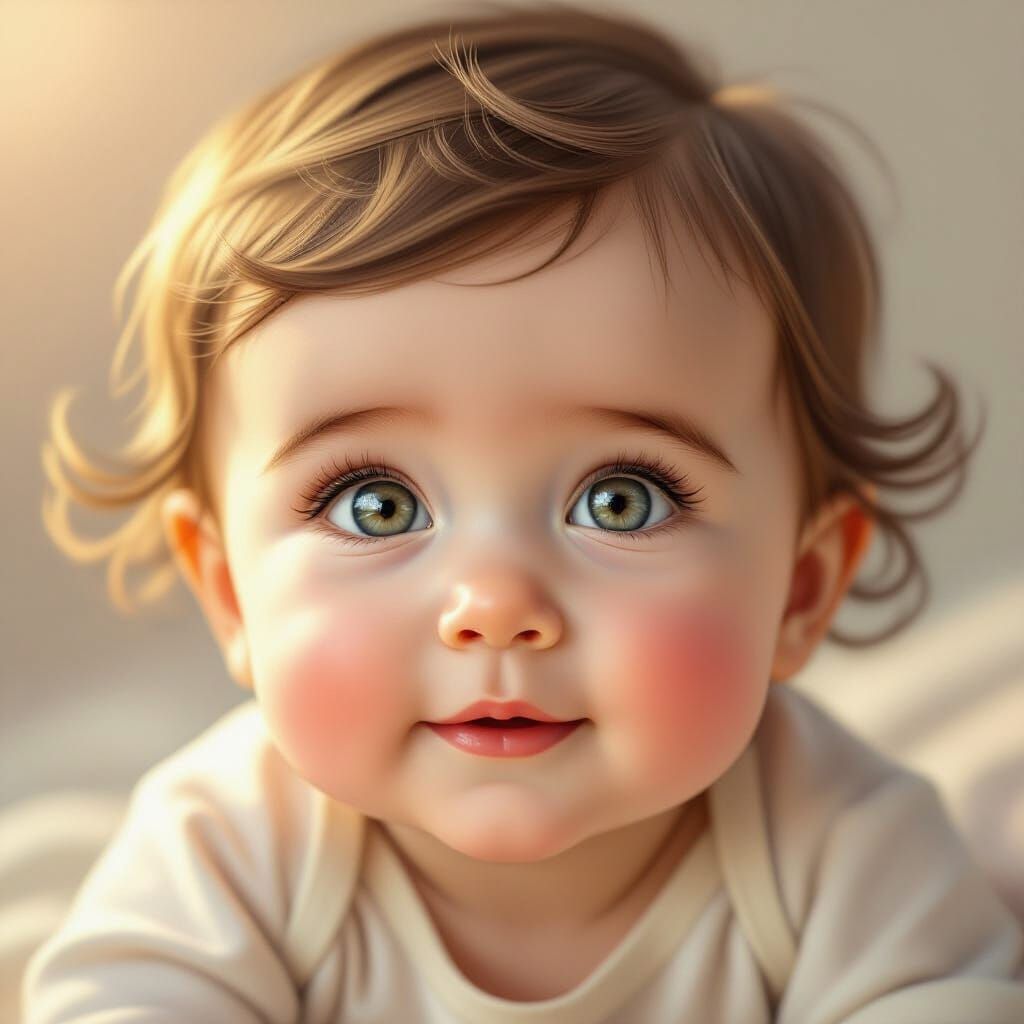 Hyperrealistic Digital Painting of a Cherubic Baby