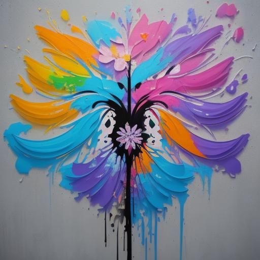 Utopian Flower Petals in Graffiti Splash Art