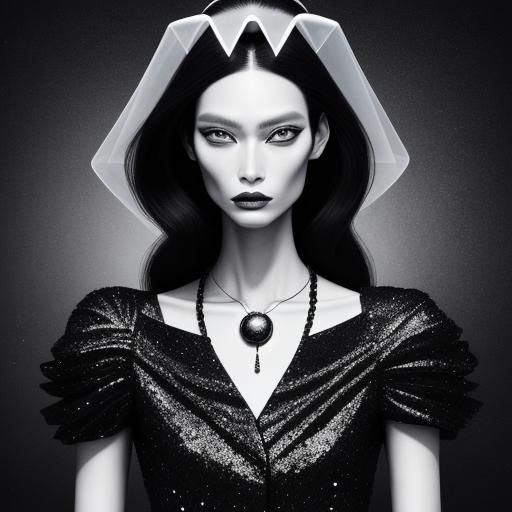 Alien Woman with Six Eyes: Vogue-Style Fashion