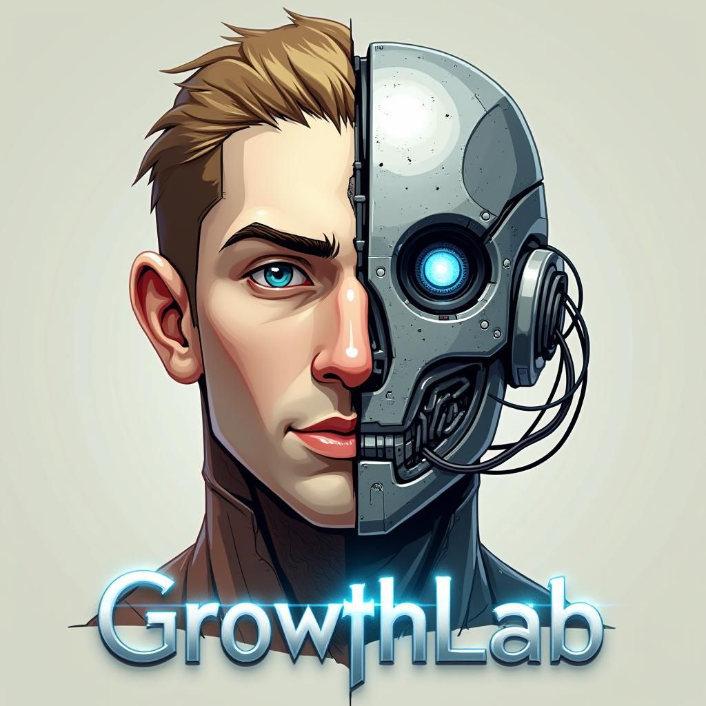 Split Face Logo: Human and Robot Concept Art