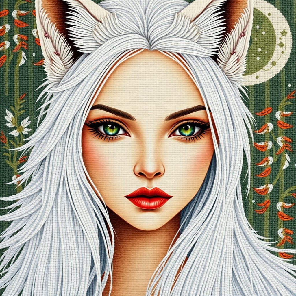 (Woven tapestry surrealism) Wolfie