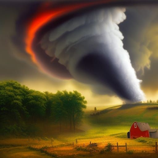 Tornado Devastation in Countryside: Fantasy Matte Painting