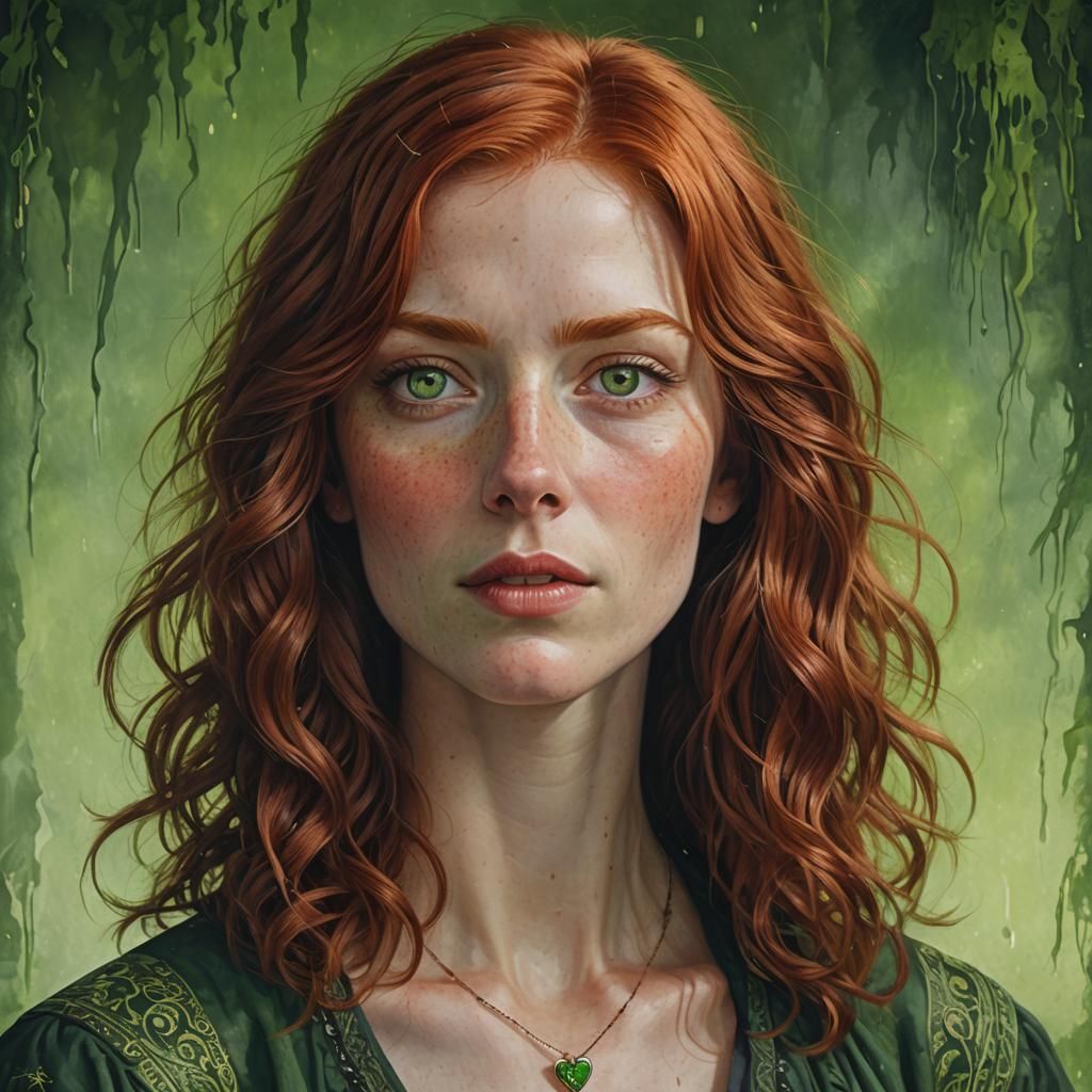 Hyperrealistic Portrait of a Red-Haired Woman