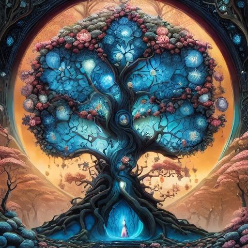 Sacred Tree of Life with Jormungandr: A Norse Myth