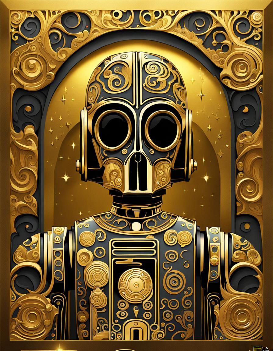 C3PO in Art Nouveau Style of Klimt