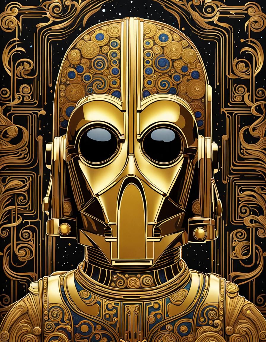 Golden C3PO in Art Nouveau Style