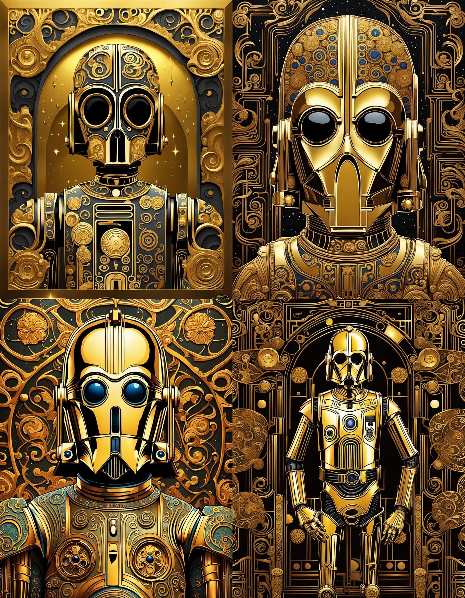 Golden C3PO in Art Nouveau
