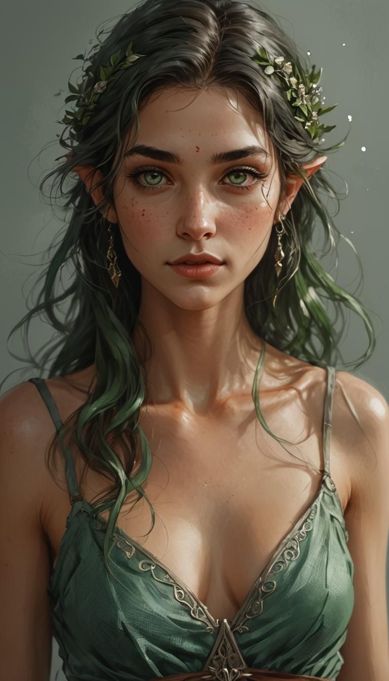 Elegant Sketch of a Beautiful Elven Woman