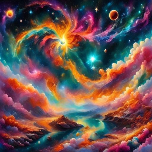 Celestial Peacock Soaring Through Cosmic Nebulae