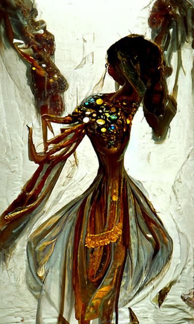 Woman in Spider Dress, Elegant Portrait