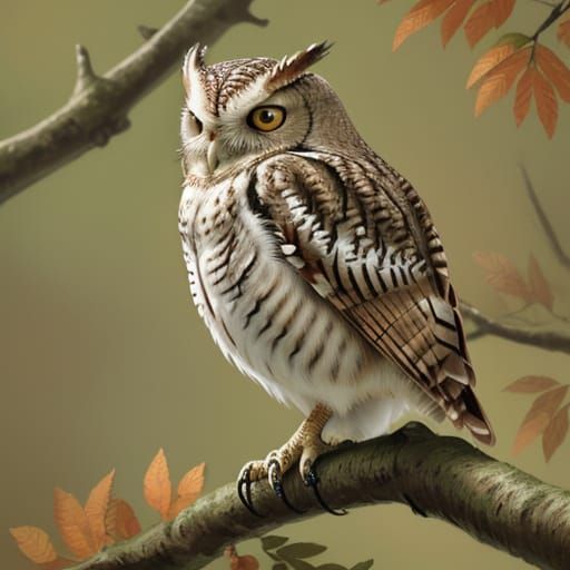 Eastern Screech Owl in Oil Painting Style