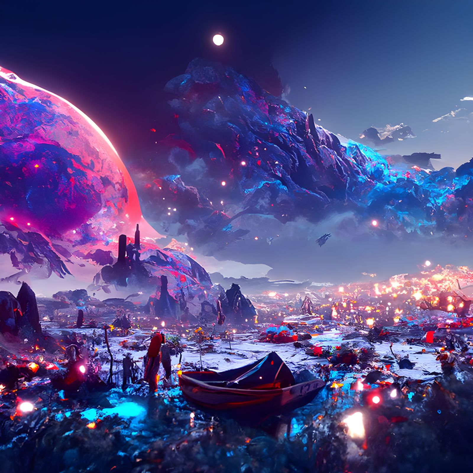 Cosmic Landscape in Hyperrealistic Style