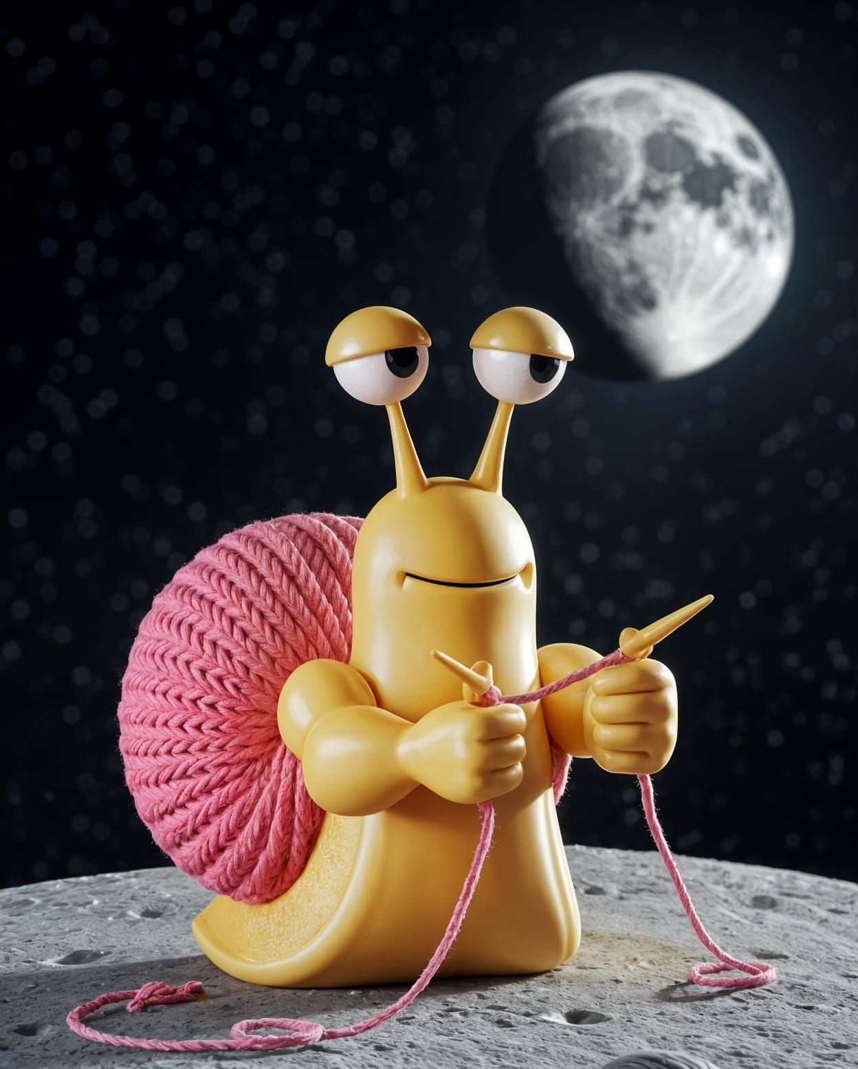 Muscular Snail Knitting on the Moon