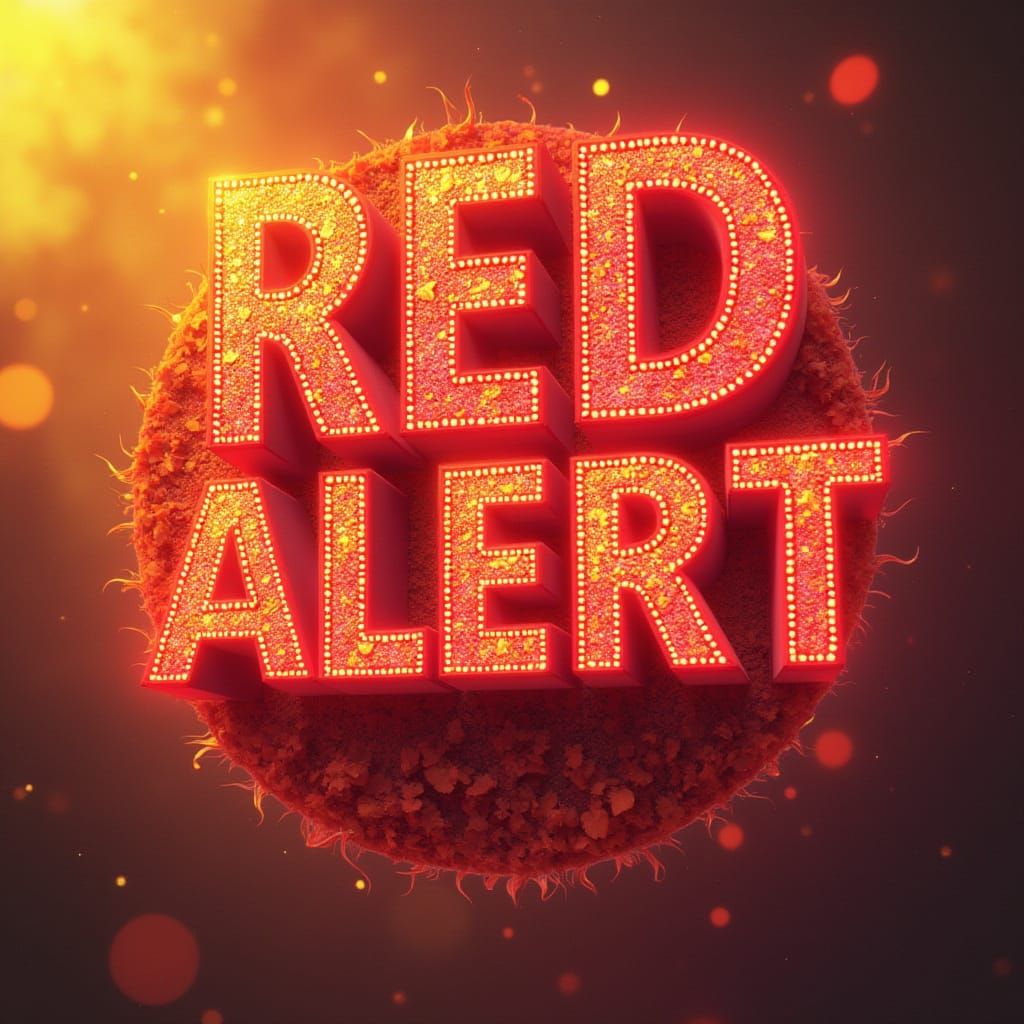 Electronic Music Album Cover: Red Alert in Neon Lights