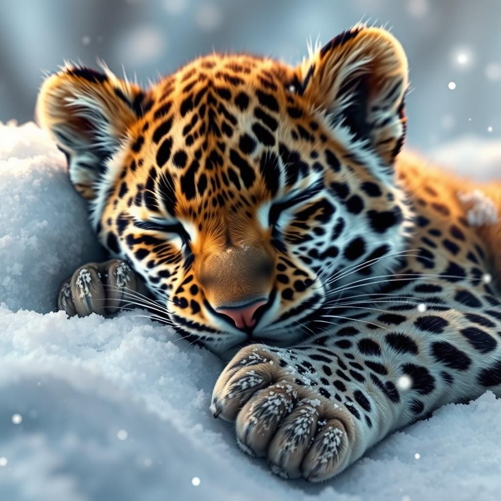 Adorable Baby Leopard As Splash Art Sleeping