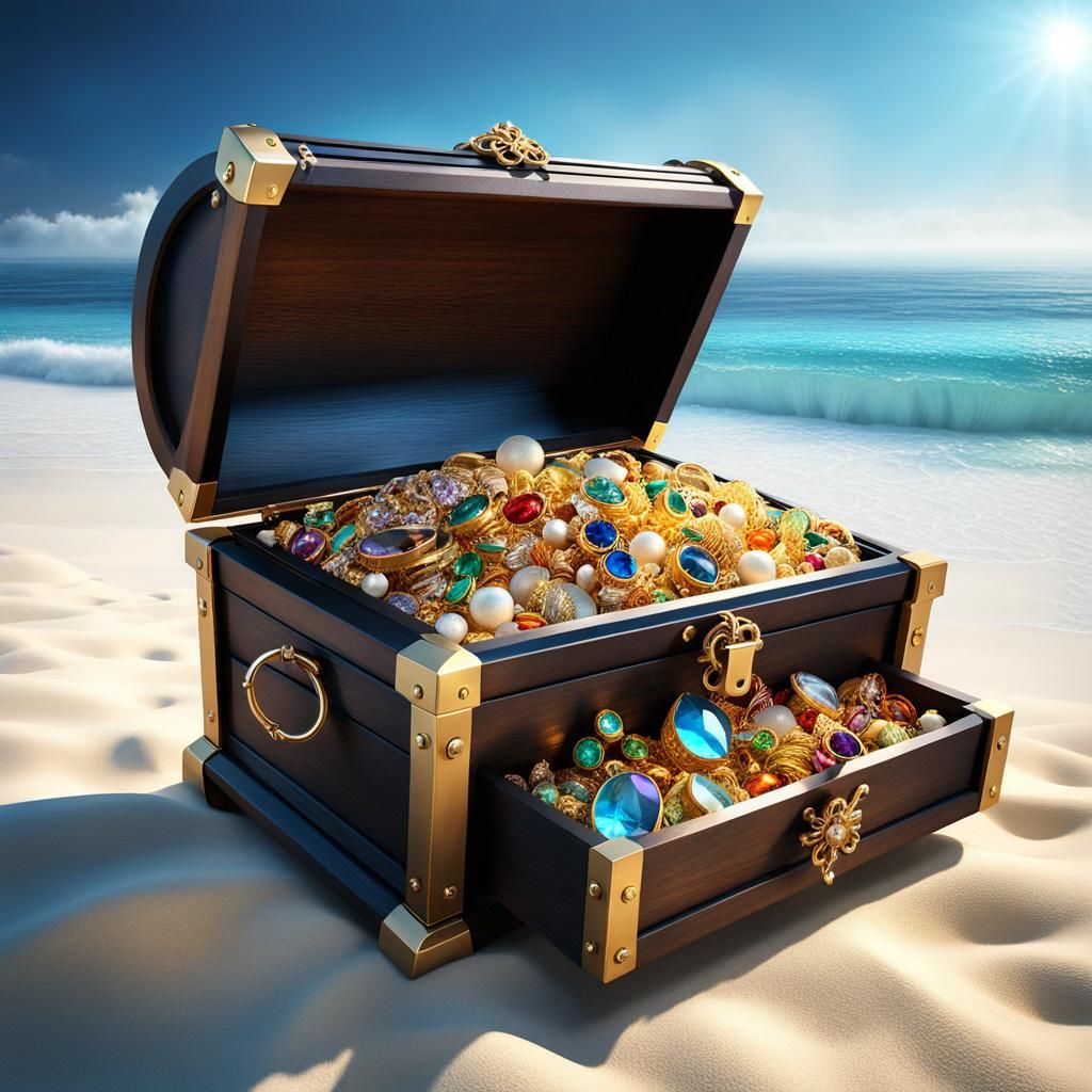 Beachside Treasure Chest: Hyperreal Jewel Abundance