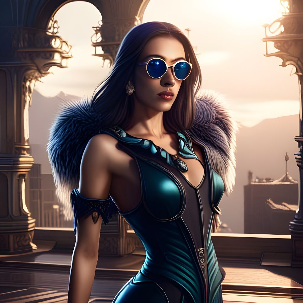 Futuristic Woman in Costume: Digital Matte Painting