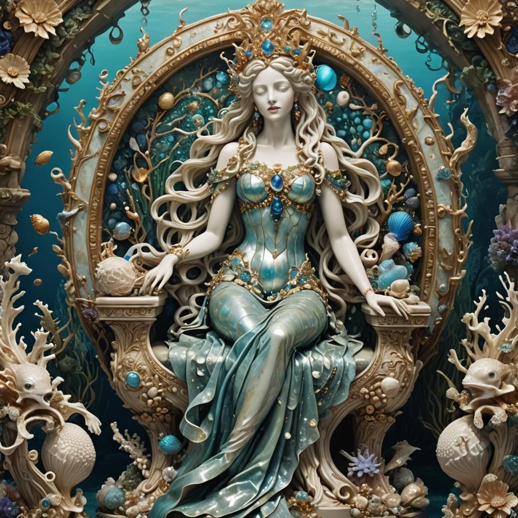 Amphitrite: Regal Ocean Queen in Anime Style